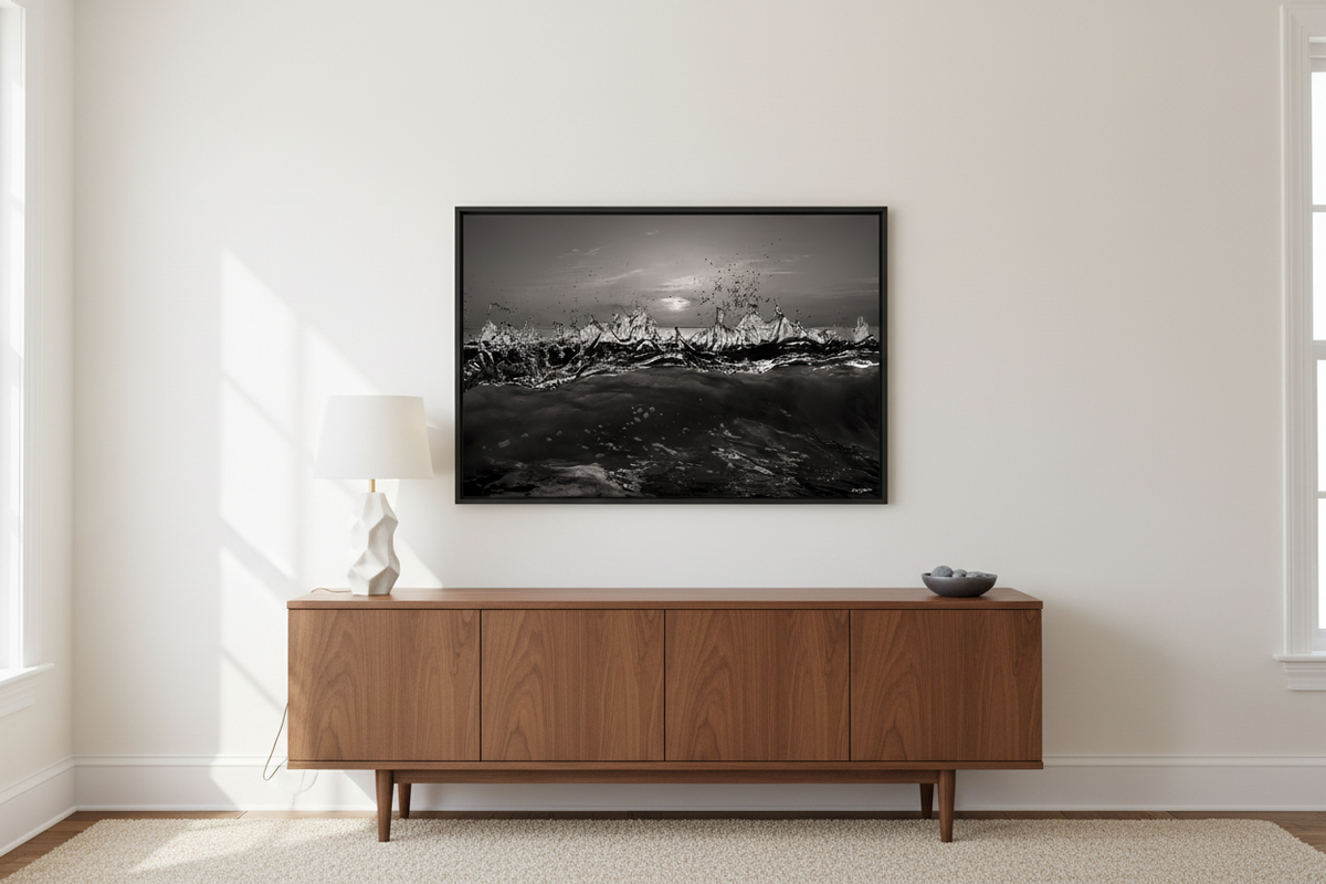 Black-and-white sunrise small entryway print