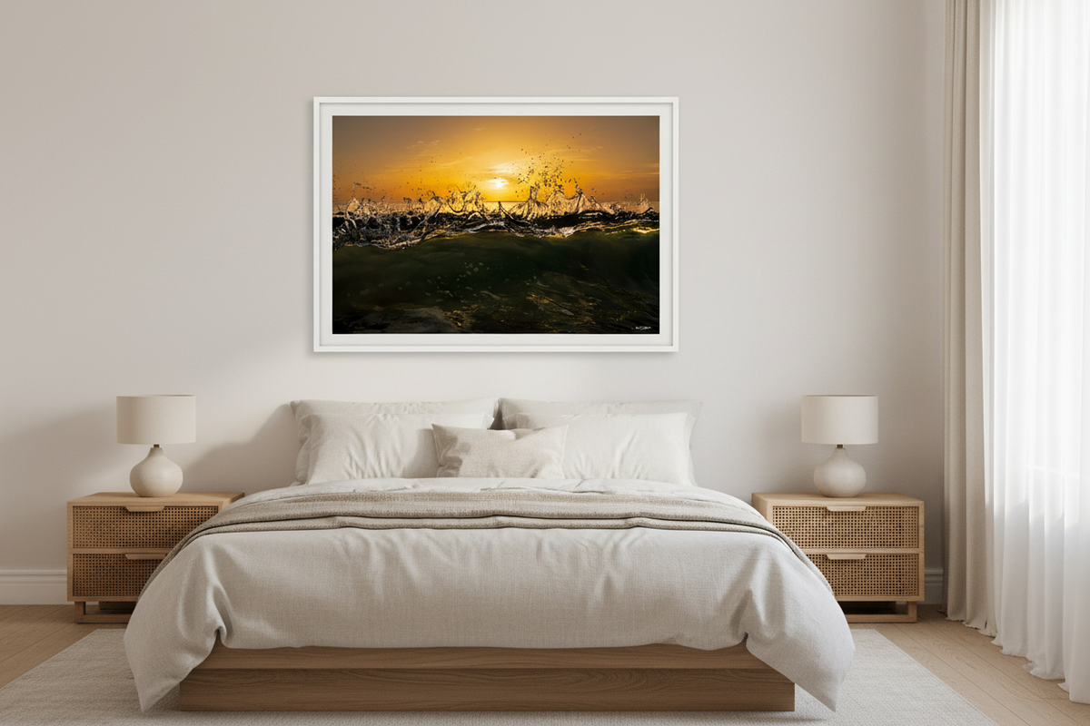 Color sunrise in luxury bedroom