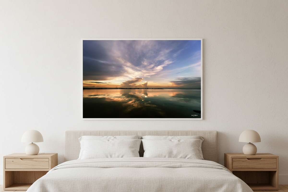 Color sunrise in luxury bedroom