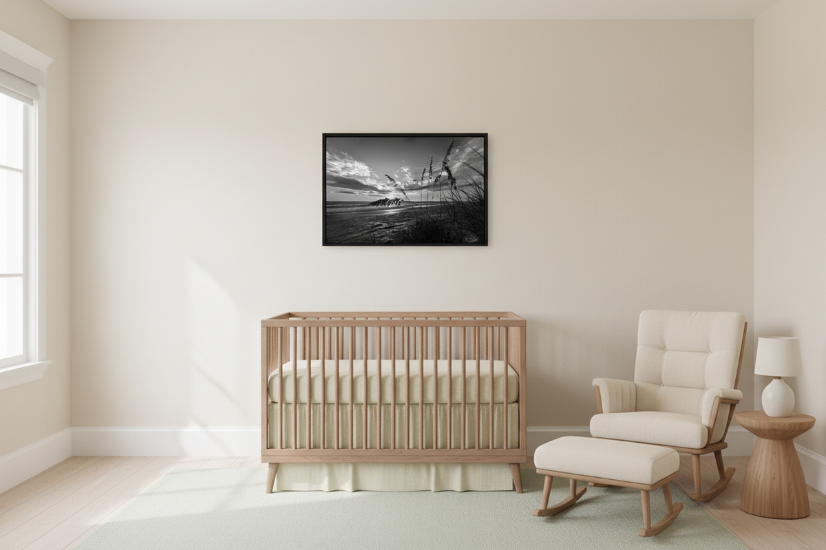 Fresh black-and-white nursery mockup